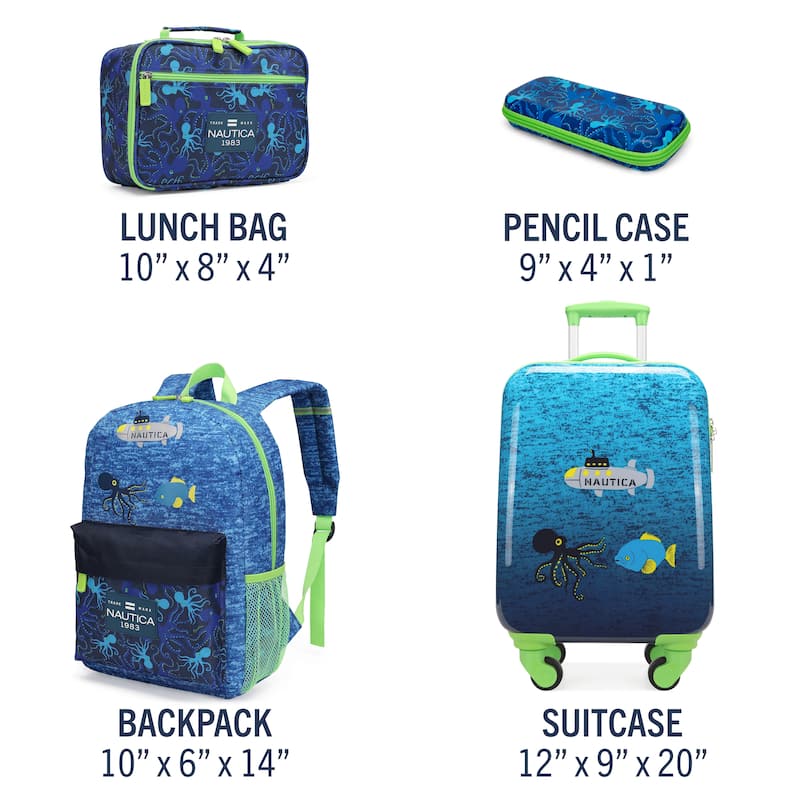 Nautica Kids 18" Back to School Carry-on 5-Piece Luggage Set