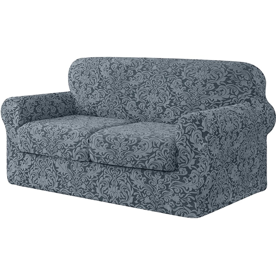 Subrtex Jacquard Damask Loveseat Slipcover Cover with 2 Separate Cushion Cover On Sale Bed Bath Beyond 32560643