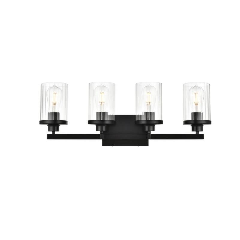 Silvia 1 Light Black and Clear Bath Sconce - 25 - Black