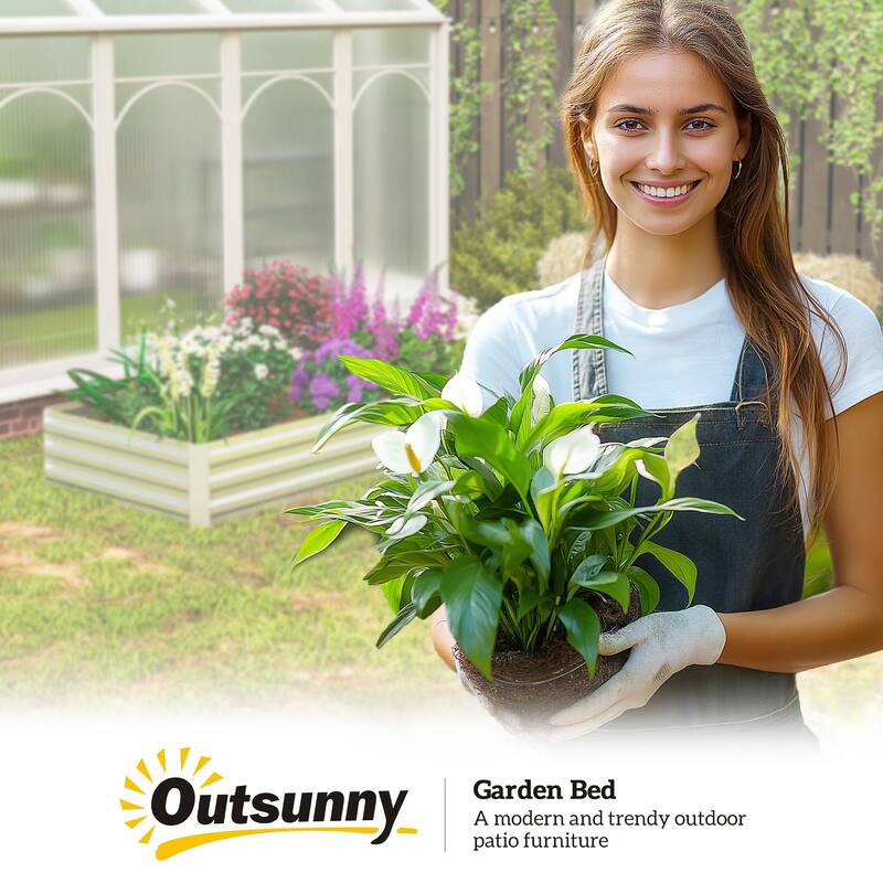 Outsunny Galvanized Raised Garden Bed, 8' x 3' x 1' Metal Planter Box, for Growing Vegetables, Flowers, Herbs, Succulents
