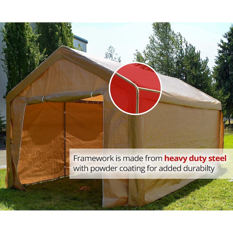 ALEKO 10 x 20 Heavy Duty Outdoor Carport Gazebo Canopy Tent with Sidewalls