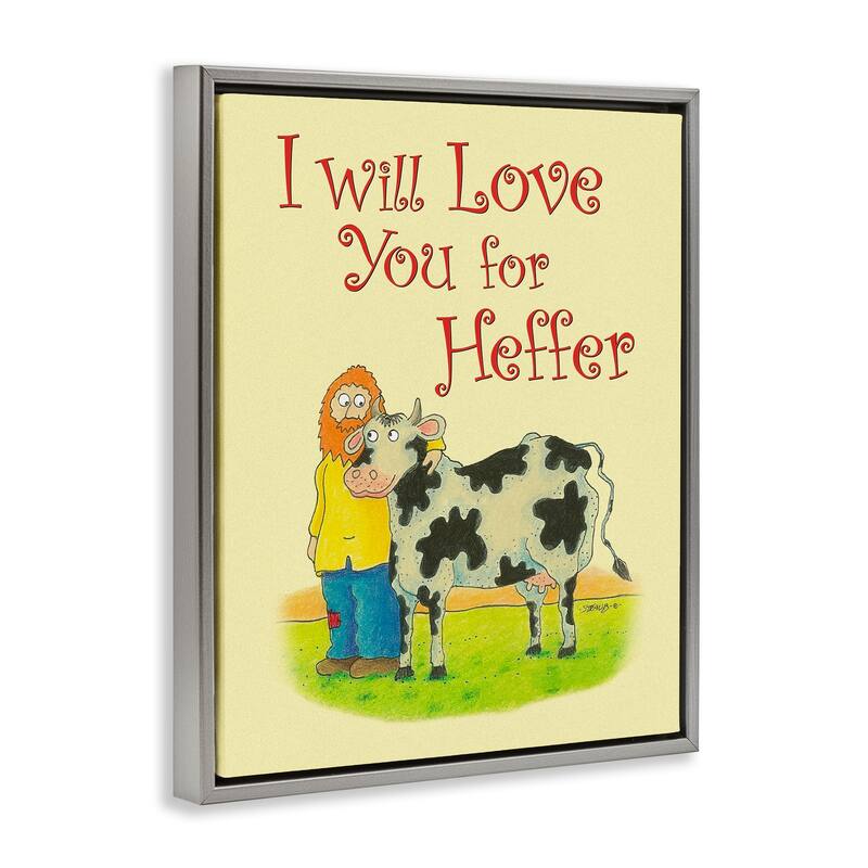 Stupell Love You For Heffer Framed Floater Canvas Wall Art Design By Roger Straub
