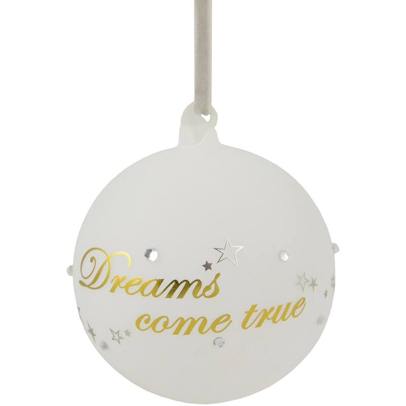 Moon Santa 'Dreams Come True' Frosted Glass Christmas Ornament - 4.5" - White