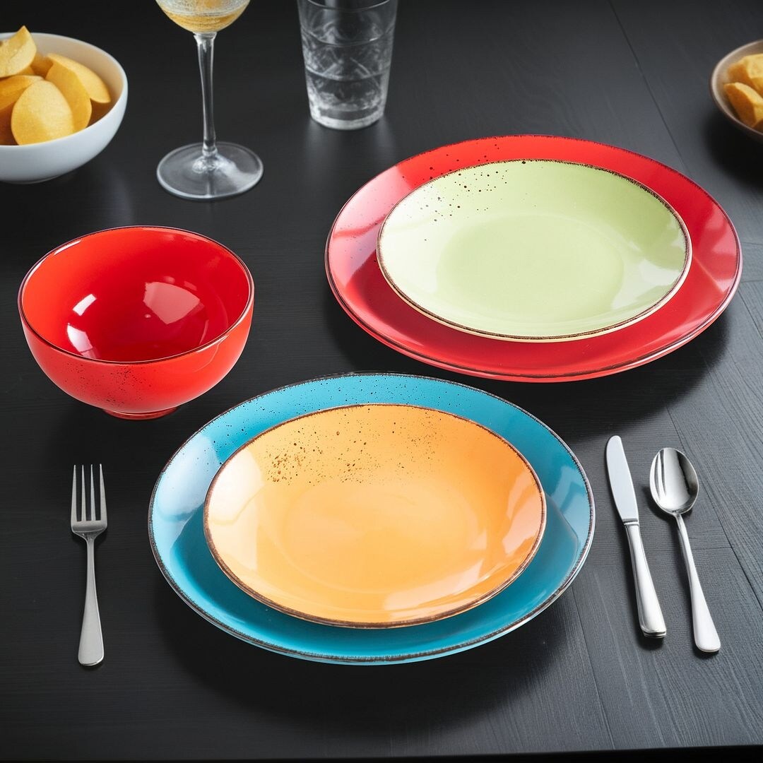 vancasso NAVIA Sesame Glaze 12-Piece Stoneware Dinnerware Set