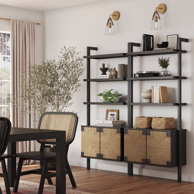 Nathan James Theo Open Shelf Industrial Bookcase with Drawers or Cabinets