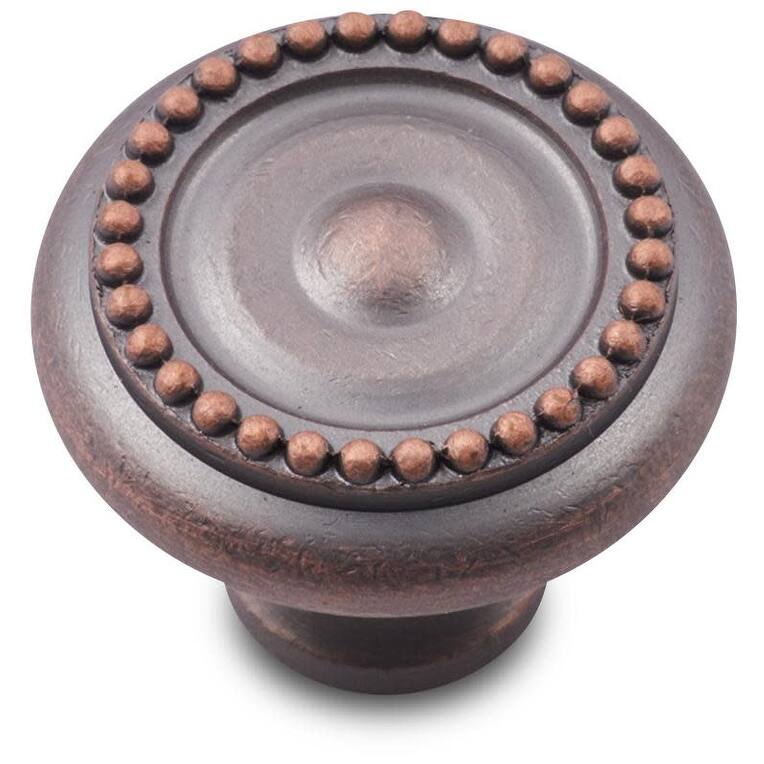 RK International CK 2222 Beaded 1-1/4" Round Solid Metal Traditional - Distressed Copper