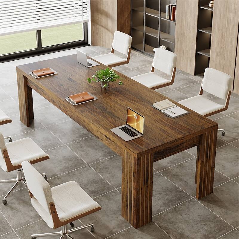 6.5 ft Rectangular Conference Table for 6-8 People - 78.74" W x 27.56" D x 29.53" H - Dark Brown