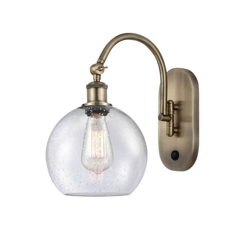 Innovations Lighting 518-1W-14-8 Athens Sconce Athens 14" Tall Wall - Antique Brass / Seedy
