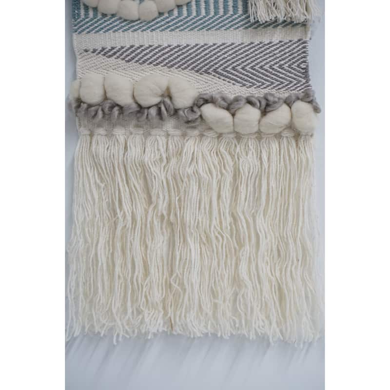 Home&Manor Wool and Cotton Macrame Wall Hanging with Rod Included - Exact Size