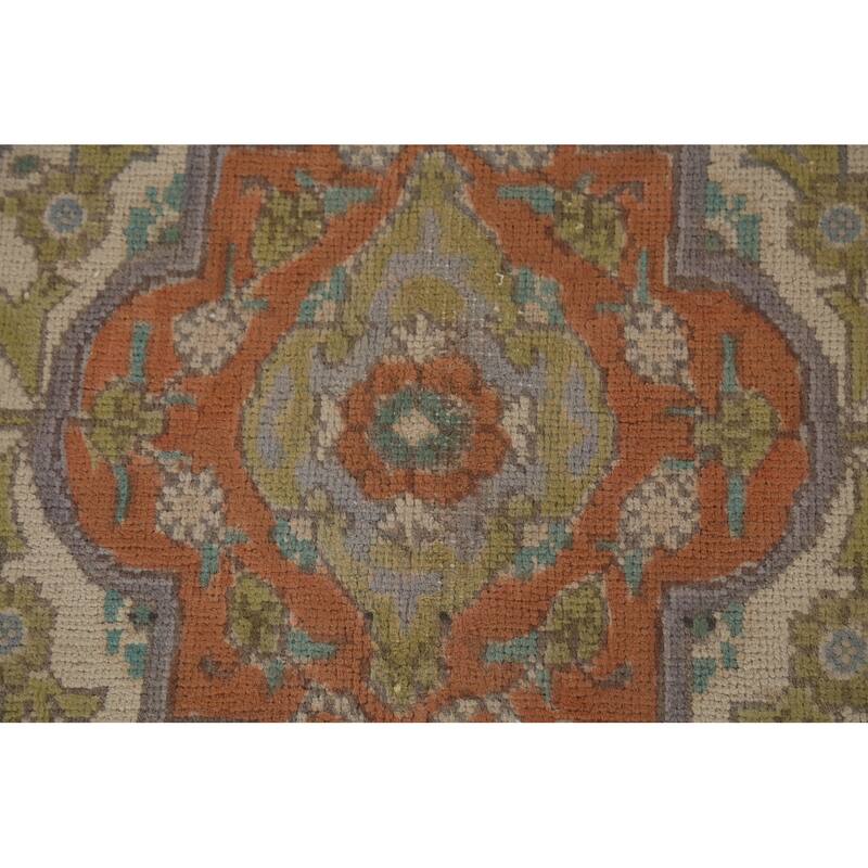 Gray Distressed Tabriz Persian Vintage Area Rug Handmade Wool Carpet - 9'7"x 13'0"