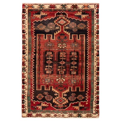 ECARPETGALLERY Hand-knotted Melis Vintage Red Wool Rug - 4'4 x 6'6