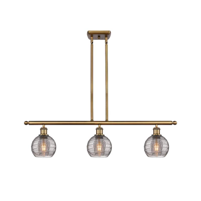 Innovations Lighting 516-3I 9 36 Athens Deco Swirl Chandelier Athens - Brushed Brass / Light Smoke Deco Swirl