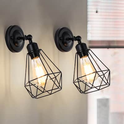 Adjustable Industrial Wall Sconces Indoor Wall Light Fixture Set of 2