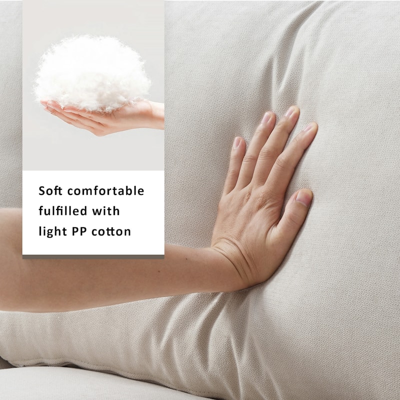 Modern Sectional Sofa, L-Shaped Couch Set with 2 Free pillows, 4-seat Polyester Fabric Sofa Couch with Convertible Ottoman