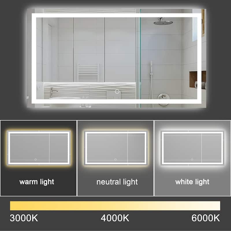 60X36 LED Bathroom Mirror - Silver