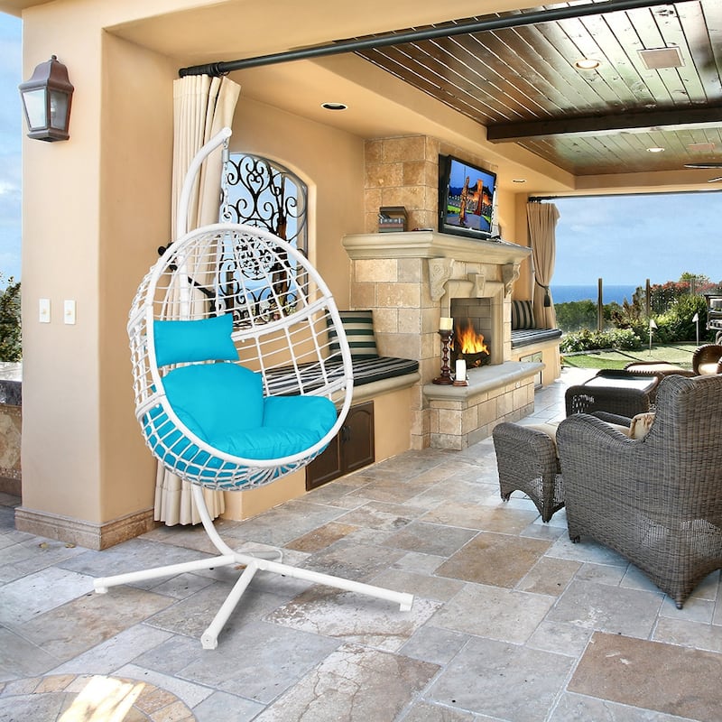Agats Outdoor Wicker Basket Swing Chair with Cushions by Havenside Home