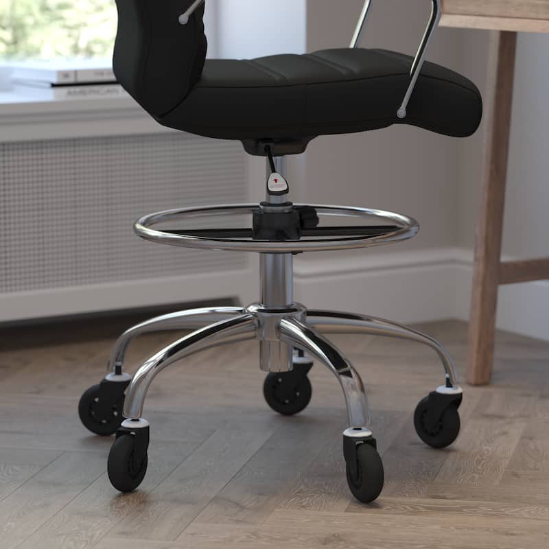 Drafting Chair with Roller Wheels, Adjustable Foot Ring
