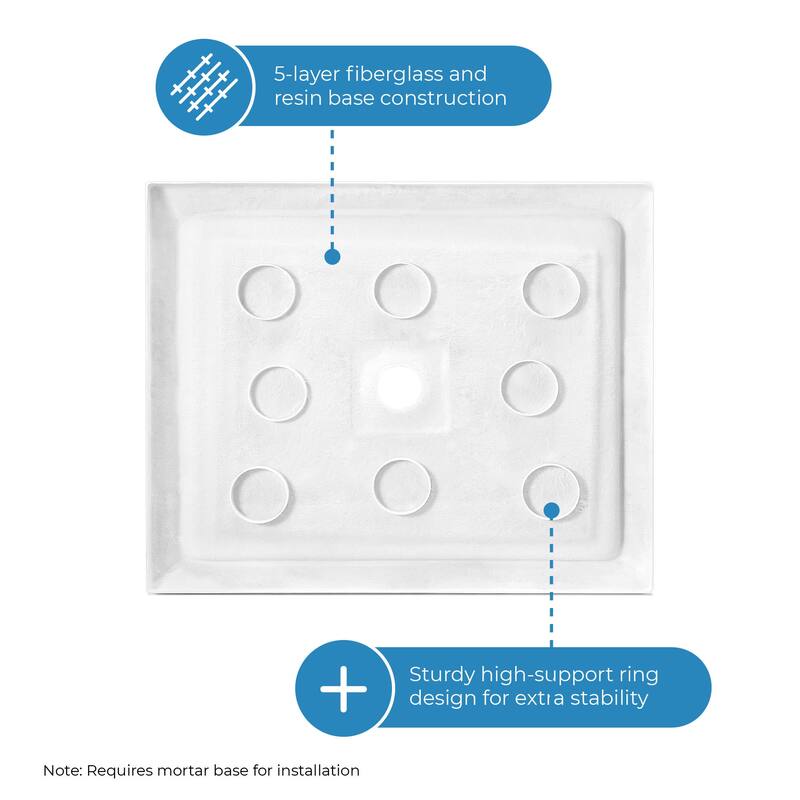 Ove Decors 15SBR-BALI38 Bali 38" x 32" Rectangular Shower Base with