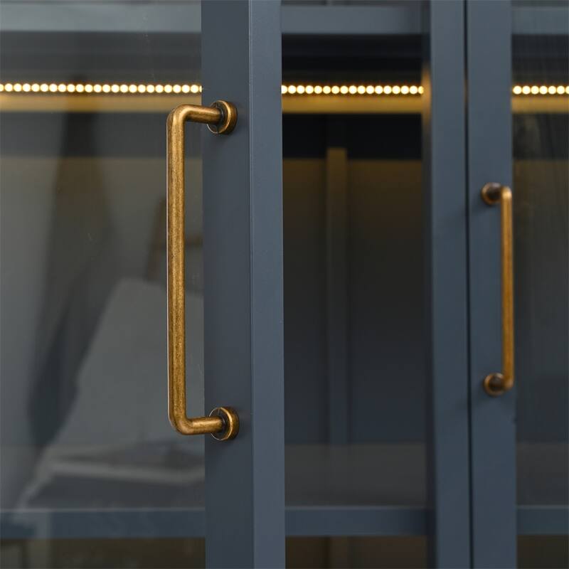 76.75'' Tall Display Cabinet w/Double Glass Doors Steel Curio Cabinet