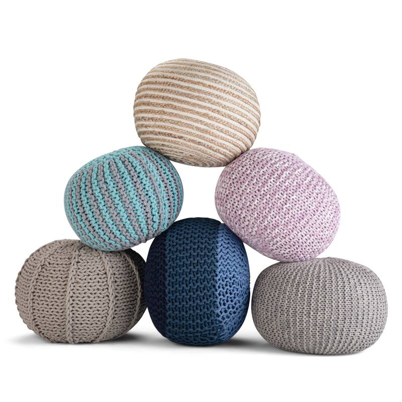 WYNDENHALL Rigby Boho Round Hand Knit Pouf