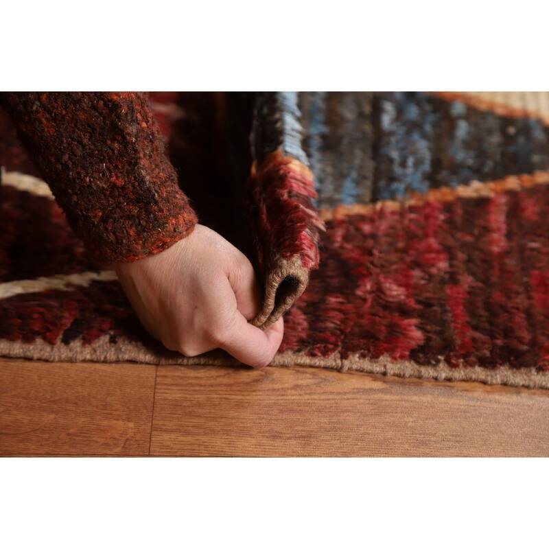 Hand Knotted Oriental 100% Wool Carpet Modern Tribal Red Moroccan Area Rug - 9' 11'' X 6' 4''