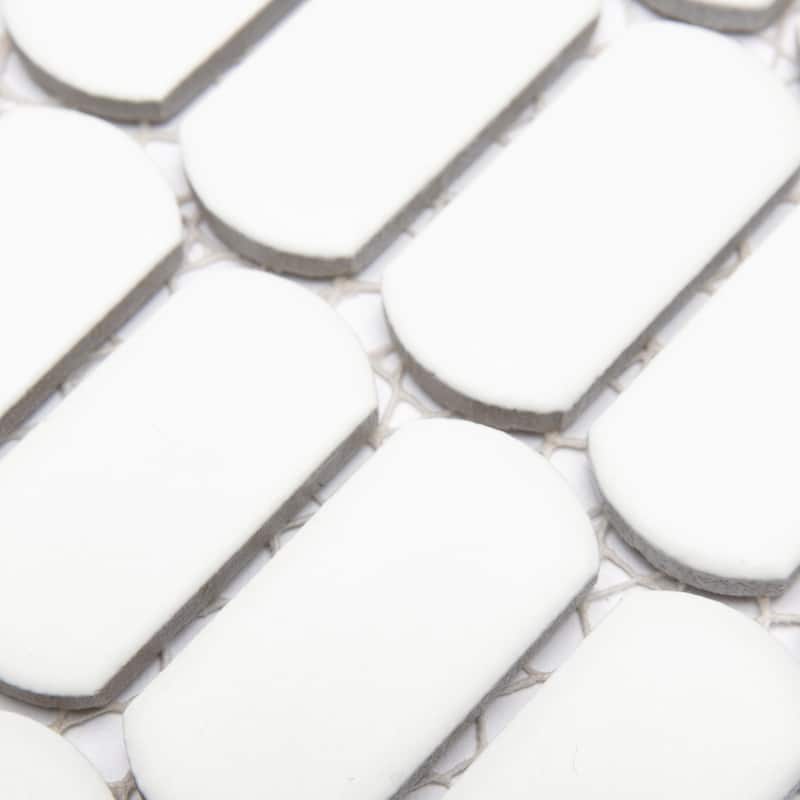 Merola Tile Hudson Capsule Matte White 12-1/4" x 13-1/8" Porcelain Mosaic Floor and Wall Tile