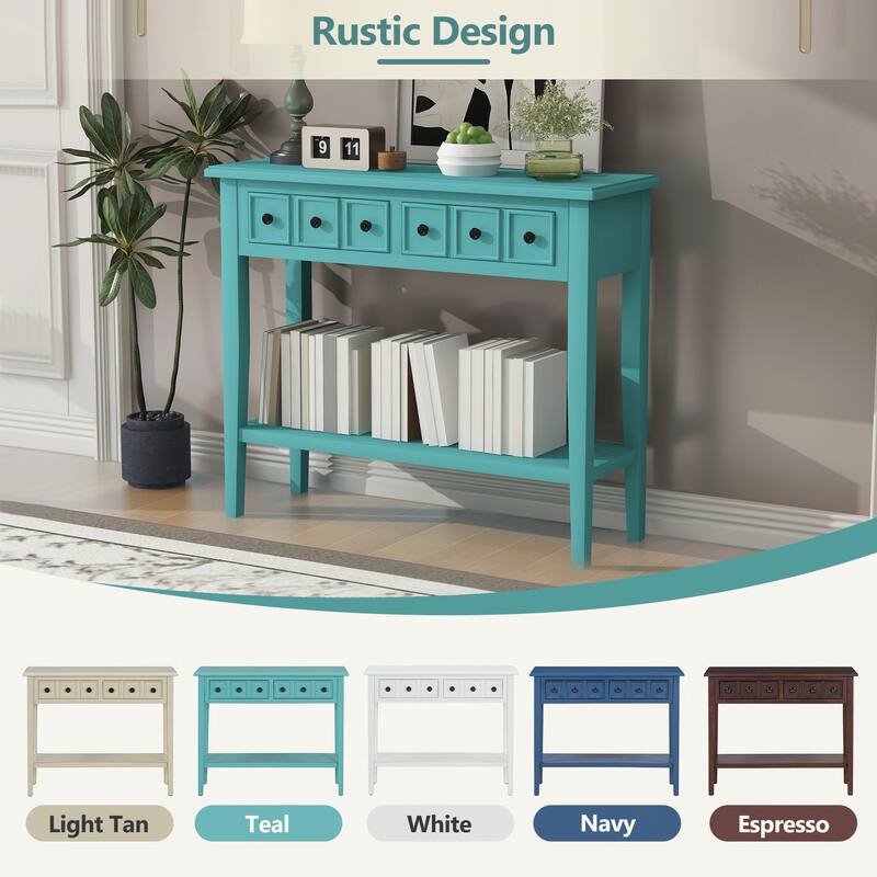 Entryway Table with 2 Drawers(Teal)