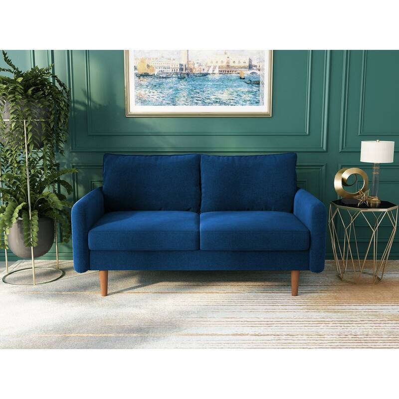 58'' Velvet Square Arm Loveseat - Space Blue