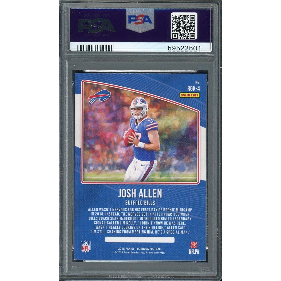 Josh Allen 2018 Panini Donruss Gridiron Kings Rookie Card #RGK4 Graded PSA  9 - Black - 8'6" x 11'6" - Overstock - 40999264