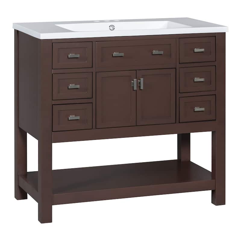 36'' Freestanding Bathroom Vanity Set with Integrated Ceramic Sink and Drawers - 36'' X 34''