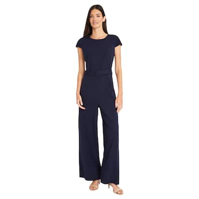 Maggy London Cap Sleeve Belted Jumpsuit