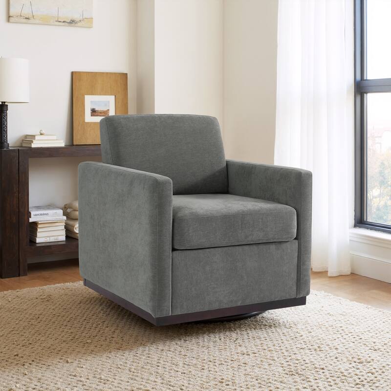 Modern Upholstered Swivel Accent Arm Chair - Dark Grey