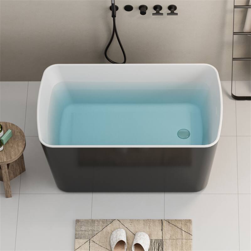 49" Glossy Black Square Acrylic Soaking Tub