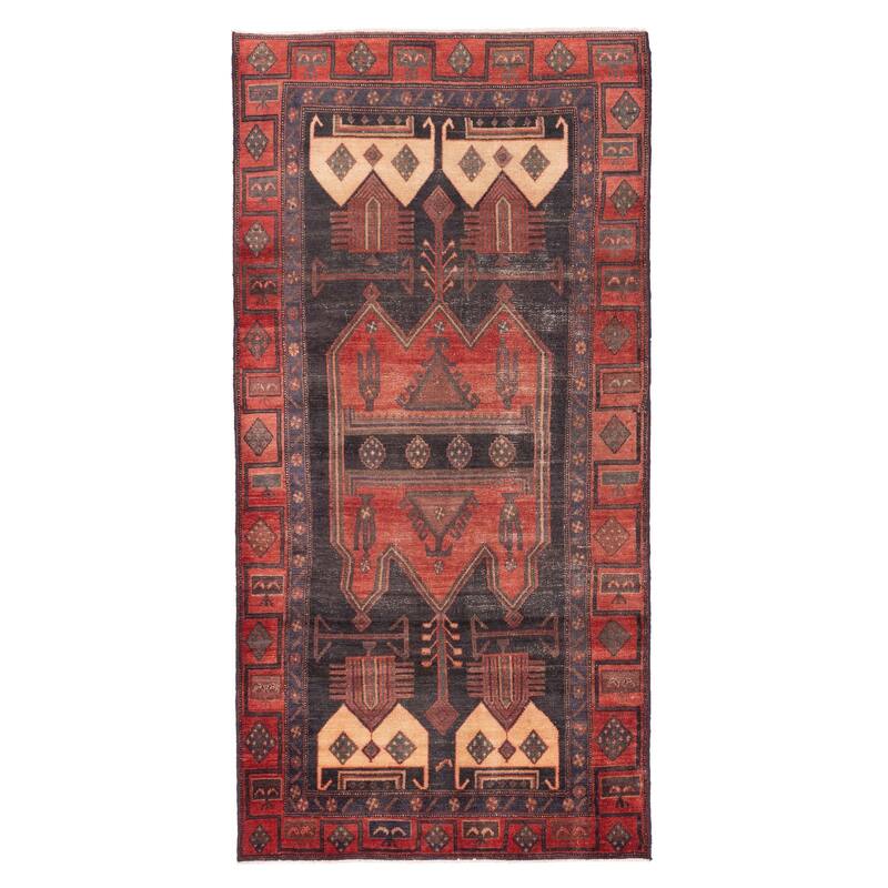 ECARPETGALLERY Hand-knotted Konya Anatolian Black, Red Wool Rug - 4'5 x 9'1