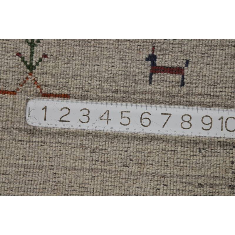 Hand Knotted Oriental 100% Wool Carpet Tribal Animal Pictorial Greys & Charcoal Gabbeh Area Rug - 8' 10'' X 6' 1''
