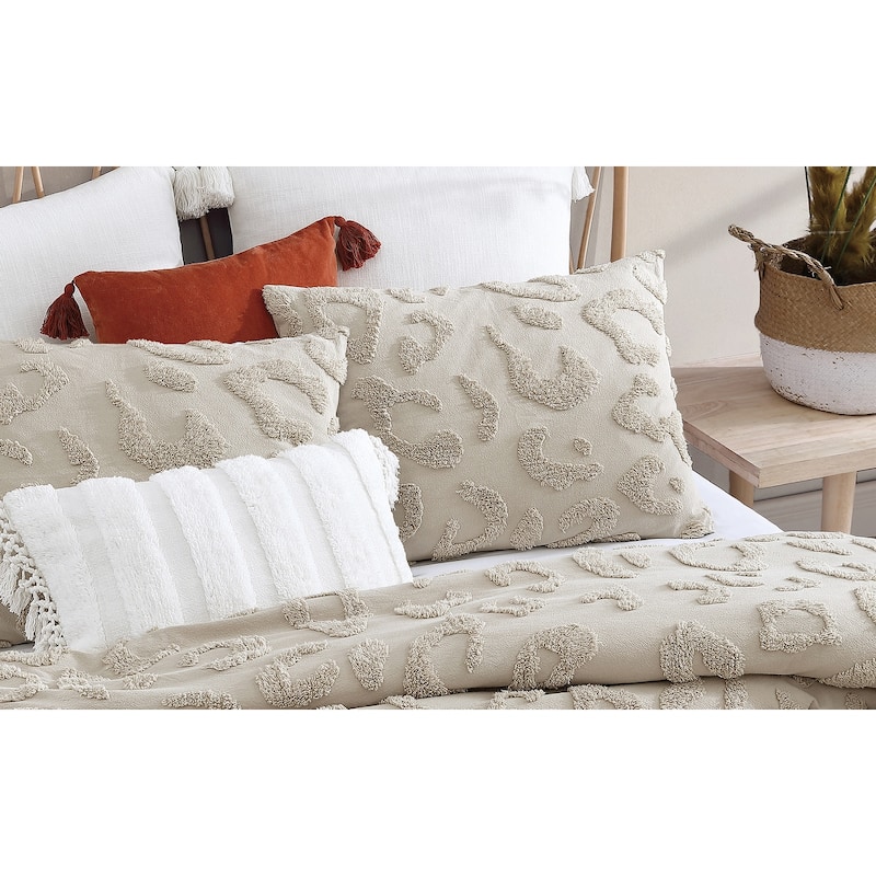 Miya Tufted Cotton Leopard Print Comforter and Sham Set