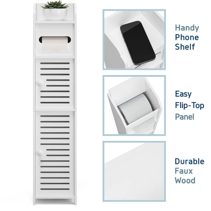 Nestl Bathroom Storage Organizer - Floor Standing Tall Cabinet for Toilet Paper, Towel & Other Bathroom Storage Accessories