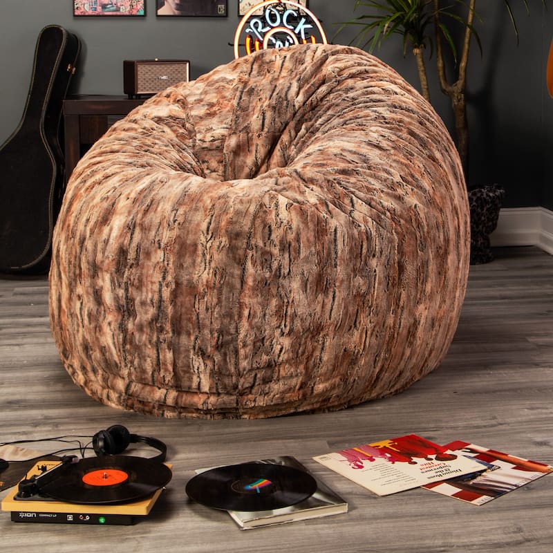 Jaxx Faux-Fur 6 Ft Giant Cocoon Bean Bag Sofa For Adults