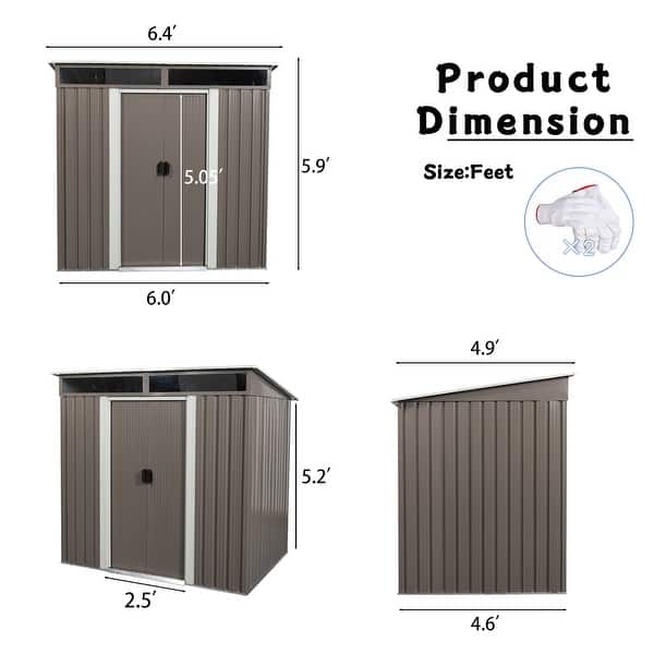 Lawn Lockable Sliding Doors Metal Storage Shed with Transparent Plate
