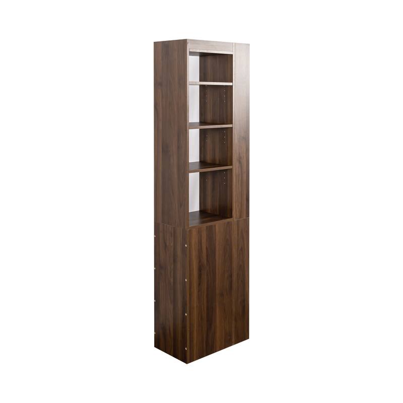 70.87" H Display Storage Cabinet, 4-Tier Shelf, 3 Side Drawers & 4 small display shelves, Modern Wooden Tall Bookshelf Bookcase
