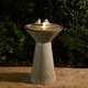 preview thumbnail 19 of 34, Glitzhome 27.5"H LED Turquoise Two Birds Embossed Ceramic Fountain