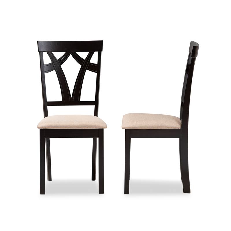 Luxury Fabric Dining Chairs Set - Upholstered Cross Back, Dark Wood Finish - Comfortable Seating