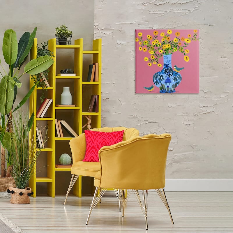 Stupell Ornate Vase with Daisies Canvas Wall Art Design By Kay Widdowson