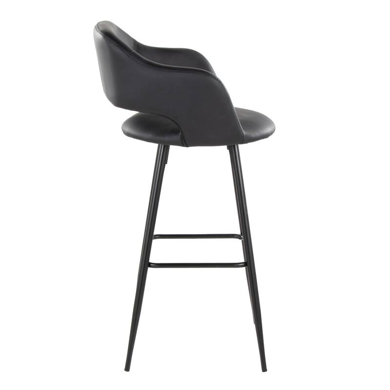 Porch & Den Vallen 30" Fixed-Height Faux Leather Counter Stool with Metal Legs & Square Footrest (Set of 2)