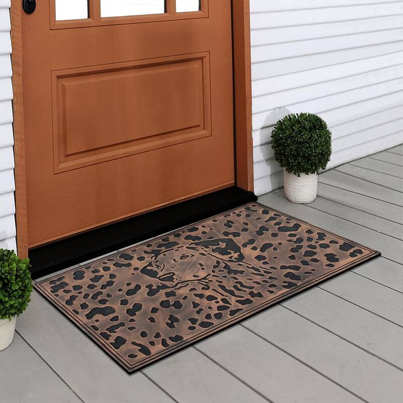 A1HC Dog Sketch Rubber Pin Outdoor Entrance Mat, Beautifully Copper Finished 18" X 30"