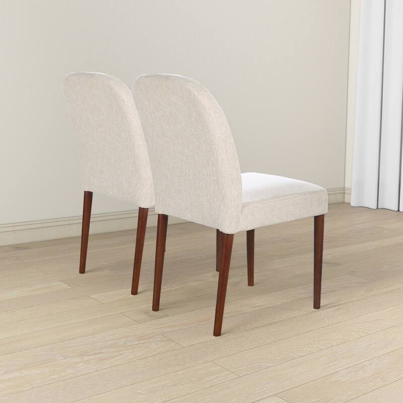 GDFStudio - Capri Modern Fabric Dining Chair with Solid Wood Frame & Linen Blend Upholstered Padded Seat, Set of 2 - 24.6"