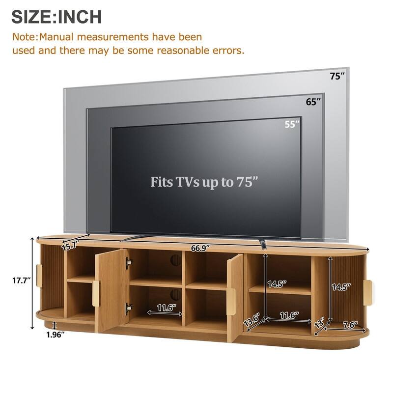 Farmhouse Wooden TV Stand up to 75" with Sliding Door and Adjustable Shelves for Modern Home Entertainment