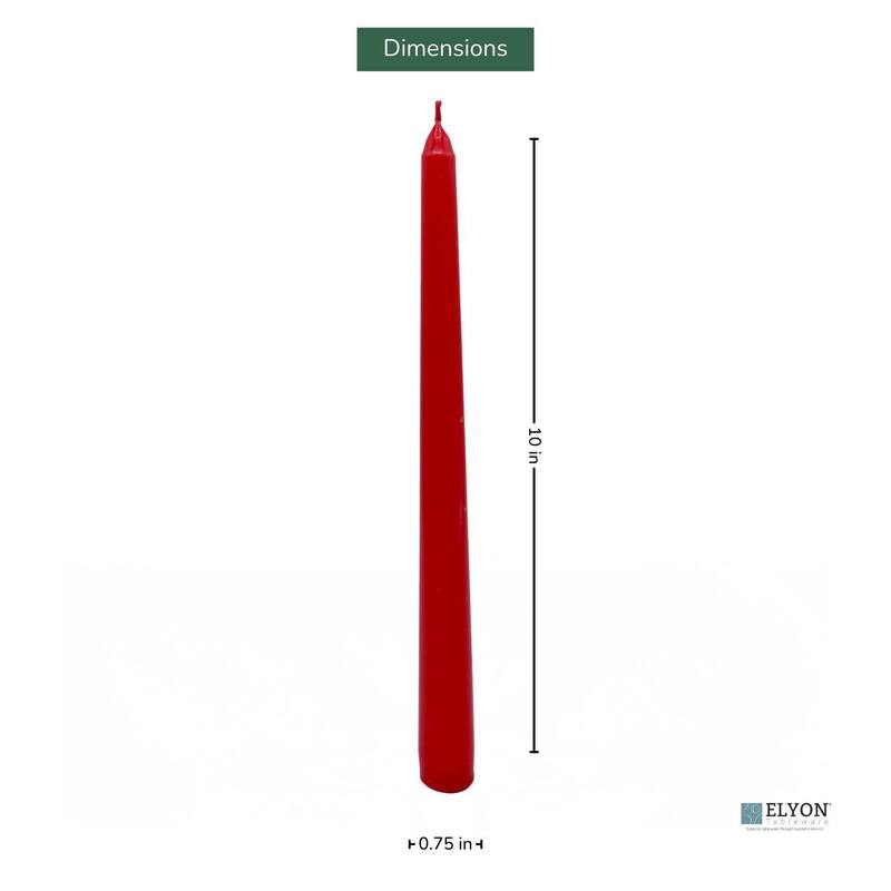 Elyon 10 inch Colored Taper Candle Unscented 8 Hour Burn Time