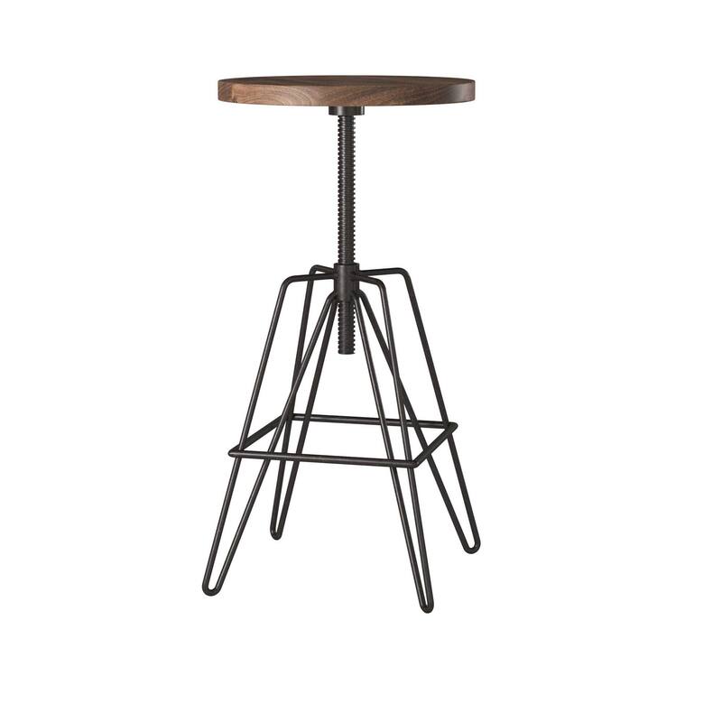 Brown Mango Wood And Black Iron Adjustable Stool by East at Main