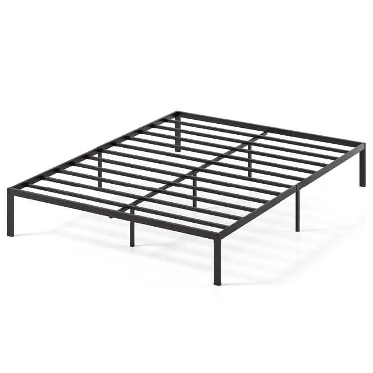 Black Metal Platform Bed Frame with Storage Space and Noise-Free Design - Queen